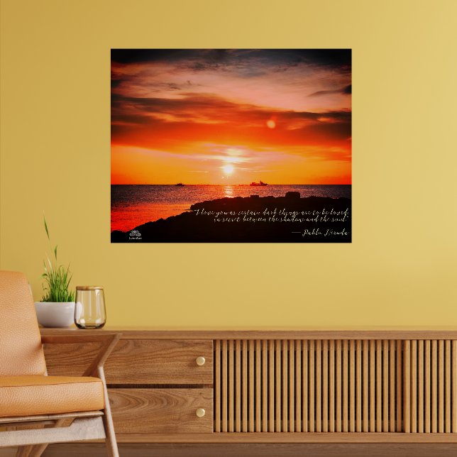 Póster Sunset & Sea con una cita de Linandara Poster (Salón 2)