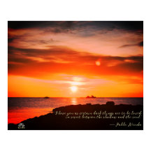 Sunset & Sea con una cita de Linandara Poster