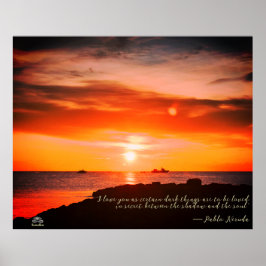 Póster Sunset & Sea con una cita de Linandara Poster