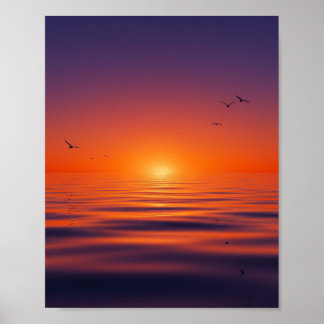Póster "Sunset Serenity Wall Poster - Tranquila ola oceán