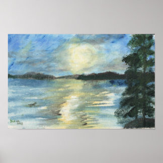 Póster Sunset Shimmering en los lagos de Belgrado, impren