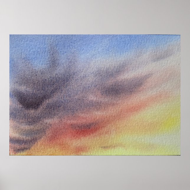 Póster Sunset Sky Watercolor Painting  (Frente)