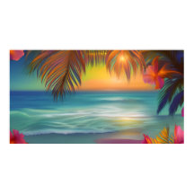Sunset Tropical Beach Sand Ocean Palmeras Flor