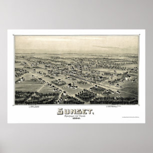 Póster Sunset, TX Panoramic Map - 1890