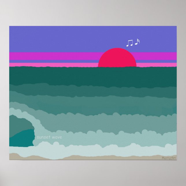 Póster Sunset Wave pintura digital original (Frente)