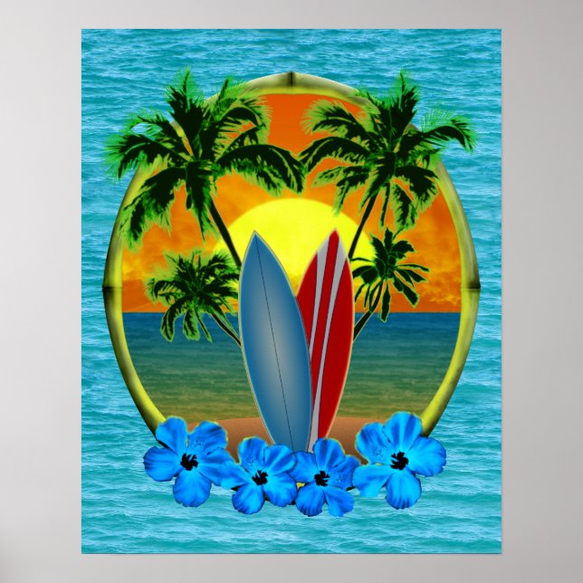 Póster Sunset Y Surfboards (Frente)