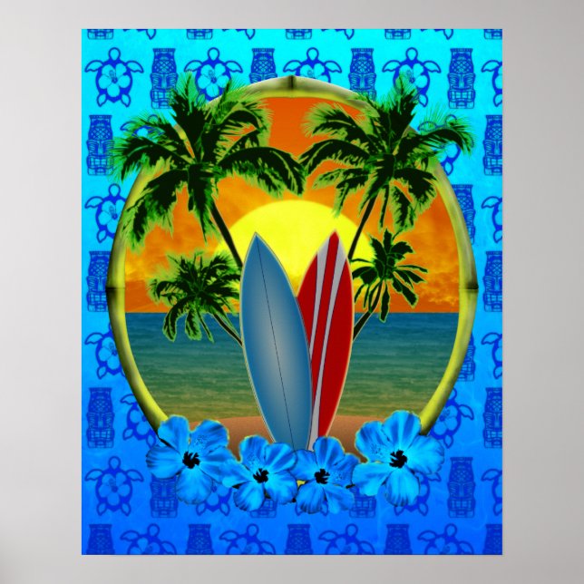 Póster Sunset Y Surfboards (Frente)