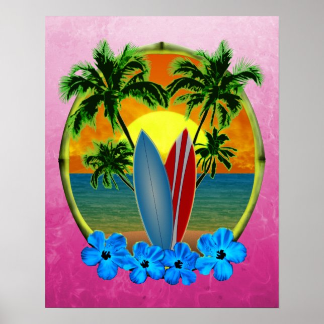 Póster Sunset Y Surfboards (Frente)