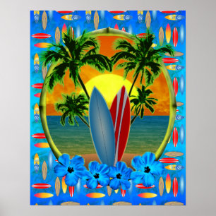 Póster Sunset Y Surfboards