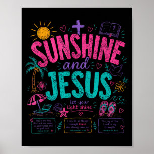 Póster Sunshine And Jesus Deja Brillar Tu Luz Cristiano