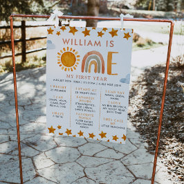 Póster Sunshine and Rainbow 1er Birday Milestone Board