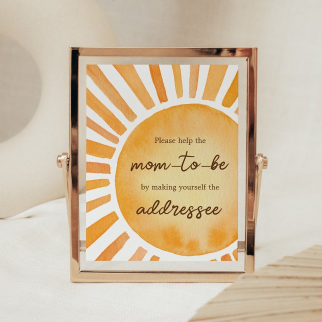 Póster Sunshine Baby Shower Envelope Station (A Little Ray of Sunshine Baby Shower Envelope Station Sign)