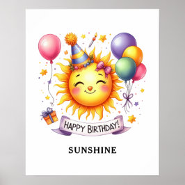 Póster Sunshine Custom Name Happy Birday