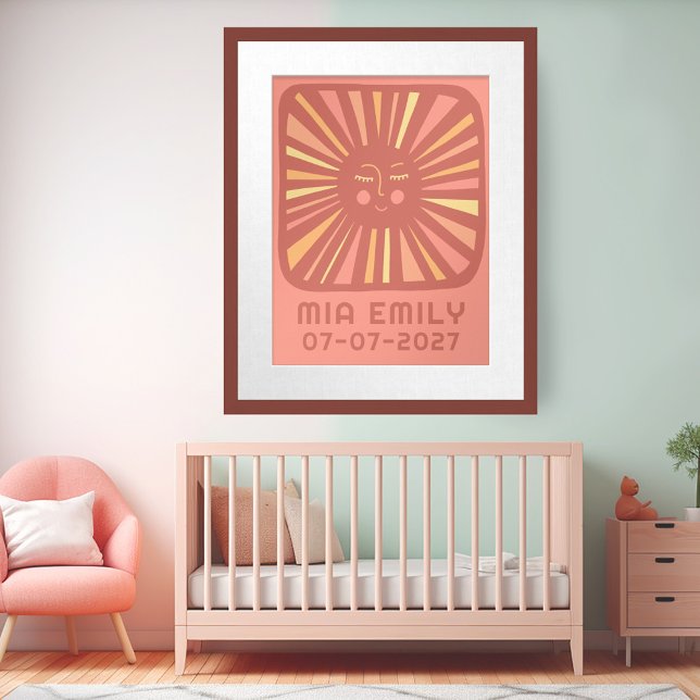 Póster Sunshine Cute Sun PERSONALIZADO NOMBRE DE BEBÉ CUM (Sunshine Cute Sun CUSTOM BABY NAME BIRTHDAY Art Poster
)