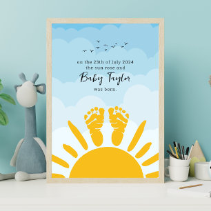 Póster Sunshine de huella de recién nacido