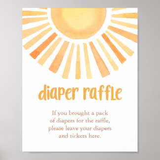 Póster Sunshine Diaper Raffle ducha de bebé neutra de gén