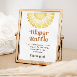 Póster Sunshine Diaper Raffle Game Boho Retro Sun Rótulo