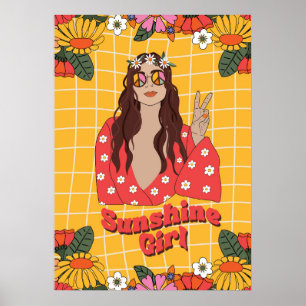 Póster Sunshine Girl groovy retro 