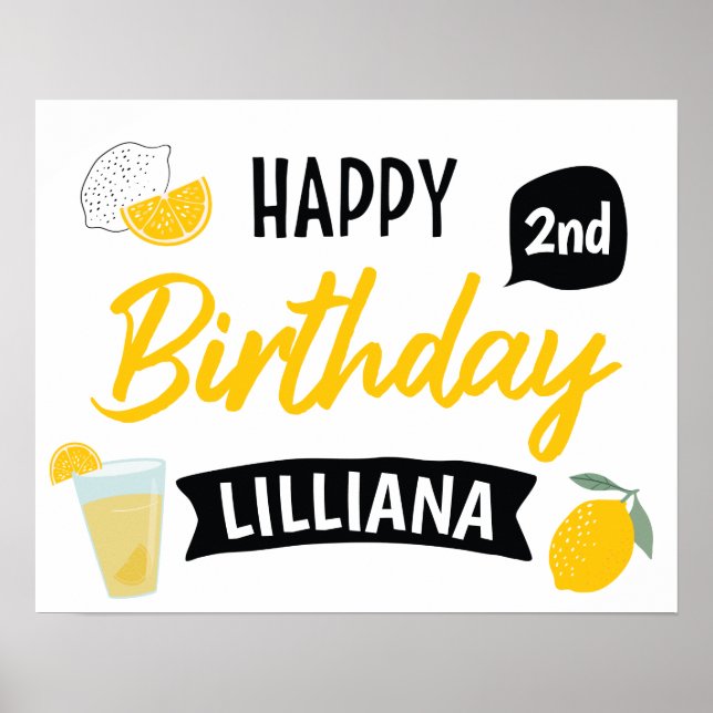 Póster Sunshine Lemonade and Fun Happy Birthday (Frente)