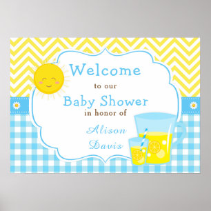 Póster Sunshine & Lemonade Blue & Yellow Shower Fiesta