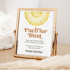 Póster Sunshine Pacifier Hunt Boho Sun Baby Shower Rótulo