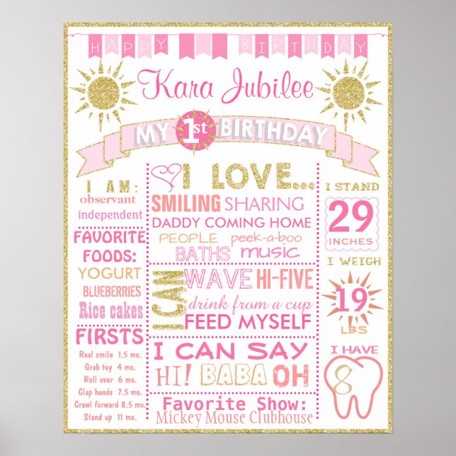 Póster Sunshine Primer poster de la placa de cumpleaños c (Frente)