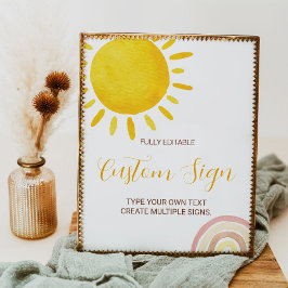 Póster Sunshine Rainbow Groovy Primer Rótulo Personalizad