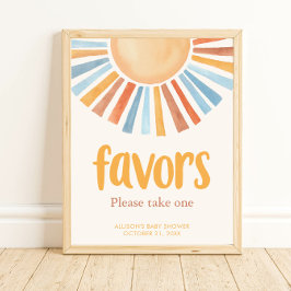 Póster Sunshine sun Favores firmar boho terra cotta azul
