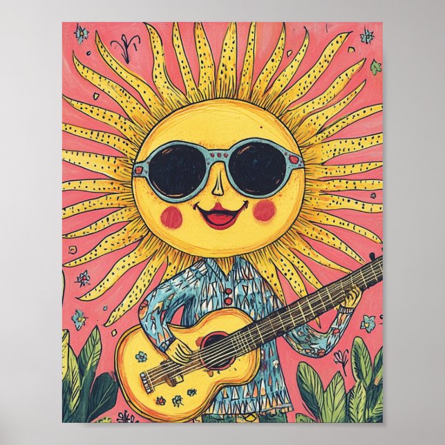 Póster Sunshine tocando guitarra (Frente)