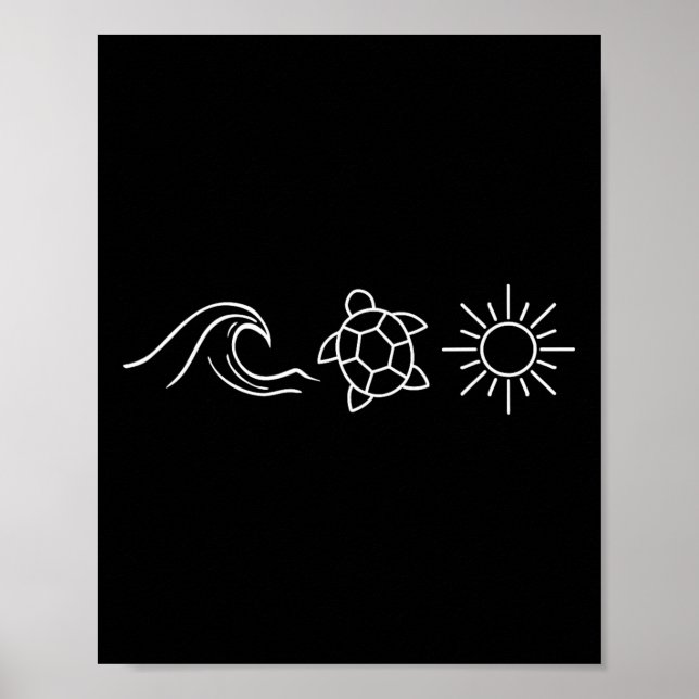 Póster Sunshine Waves Turtles Hawaii Beach Summer Vacatio (Frente)