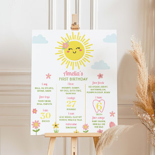 Póster Sunshine Wildflower Primer Poster del hito de cump