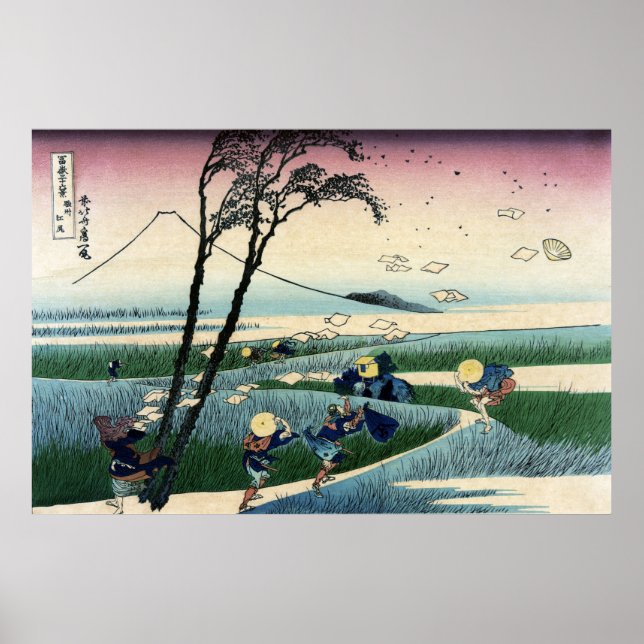 Póster Sunshu Ejiri, 36 vistas al Monte Fuji. Hokusai (Frente)