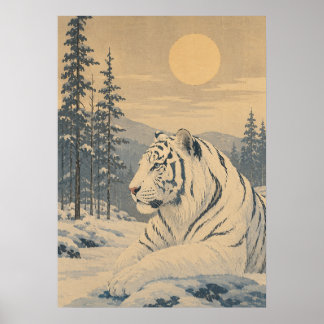 Póster Sunward II — Tigre Blanco en Invierno