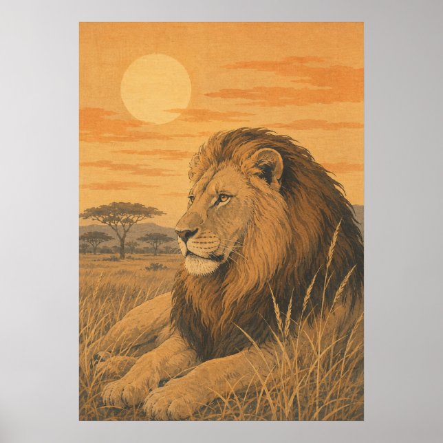 Póster Sunward IV — León al atardecer (Frente)