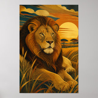 Póster Sunward IV — León al Atardecer