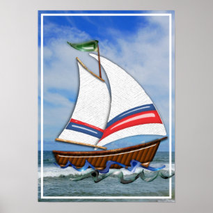 Póster Super barco de vela en alta mar