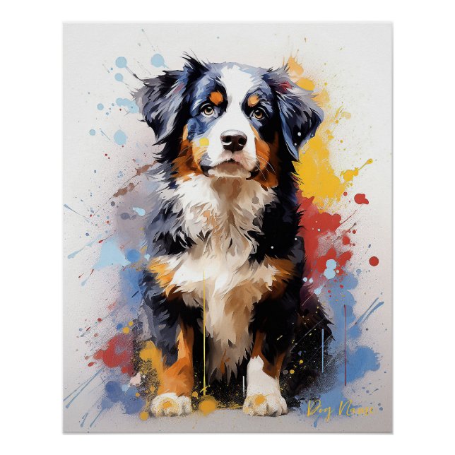 Póster Super Cute Bernese Mountain Dog Puppy 005 - Xeno L (Anverso)