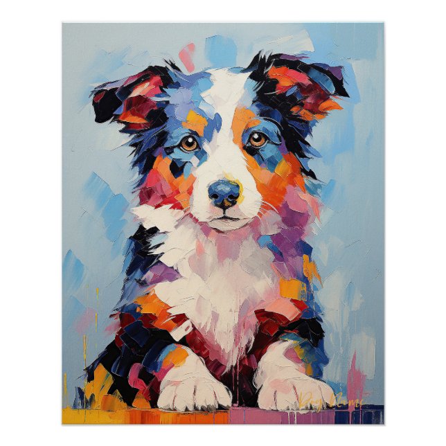 Póster Super Cute Border Collie Dog Puppy 004 - Xeno Luci (Anverso)