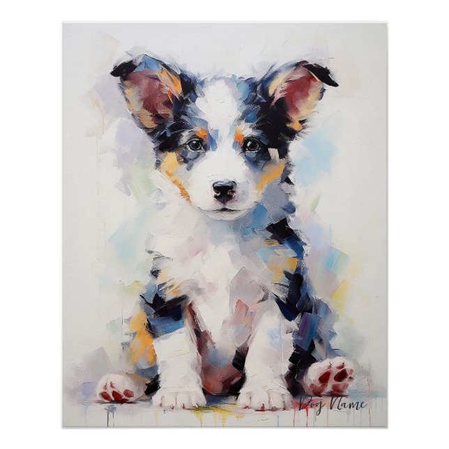 Póster Super Cute Border Collie Dog Puppy 005 - Xeno Luci (Anverso)