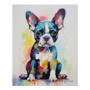 Póster Super Cute Boston Terrier Dog Puppy 002 - Xeno Luc