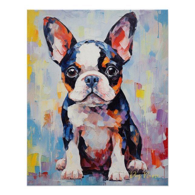 Póster Super Cute Boston Terrier Dog Puppy 003 - Xeno Luc (Anverso)