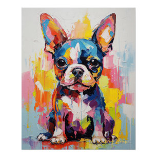 Póster Super Cute Boston Terrier Dog Puppy 004 - Xeno Luc