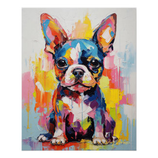 Póster Super Cute Boston Terrier Dog Puppy 004 - Xeno Luc
