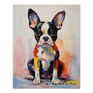 Póster Super Cute Boston Terrier Dog Puppy 005 - Xeno Luc