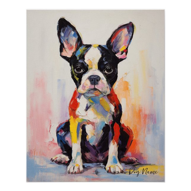 Póster Super Cute Boston Terrier Dog Puppy 005 - Xeno Luc (Anverso)