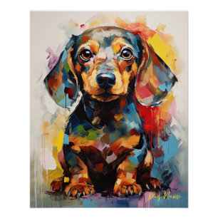 Póster Super Cute Dachshund Dog Puppy 001 - Xeno Lucilfer