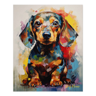 Póster Super Cute Dachshund Dog Puppy 001 - Xeno Lucilfer