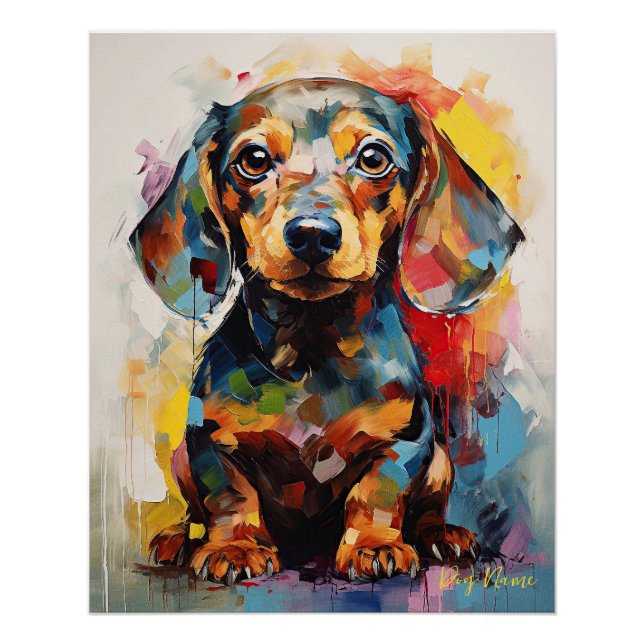Póster Super Cute Dachshund Dog Puppy 001 - Xeno Lucilfer (Anverso)