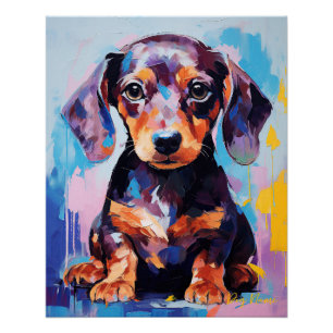 Póster Super Cute Dachshund Dog Puppy 002 - Xeno Lucilfer