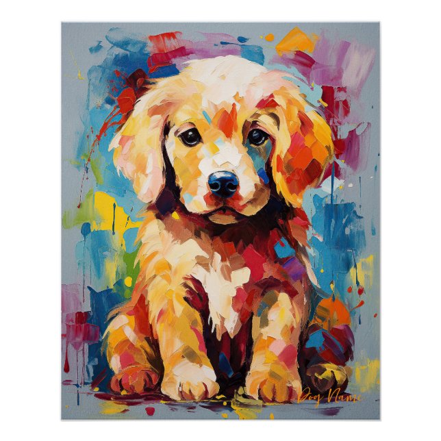 Póster Super Cute Golden Retriever Dog Puppy 001 - Xeno L (Anverso)